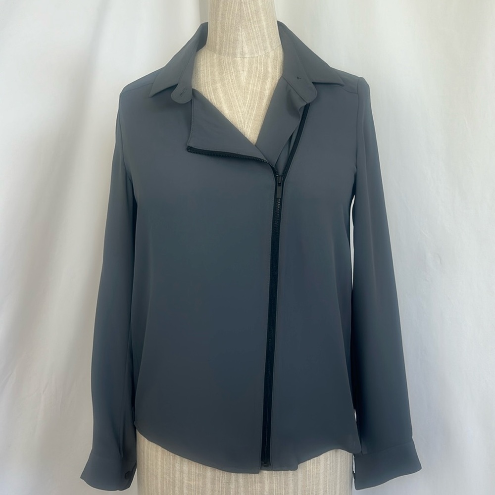 THE KOOPLES Zip Fastened Chiffon Shirt grey size 0